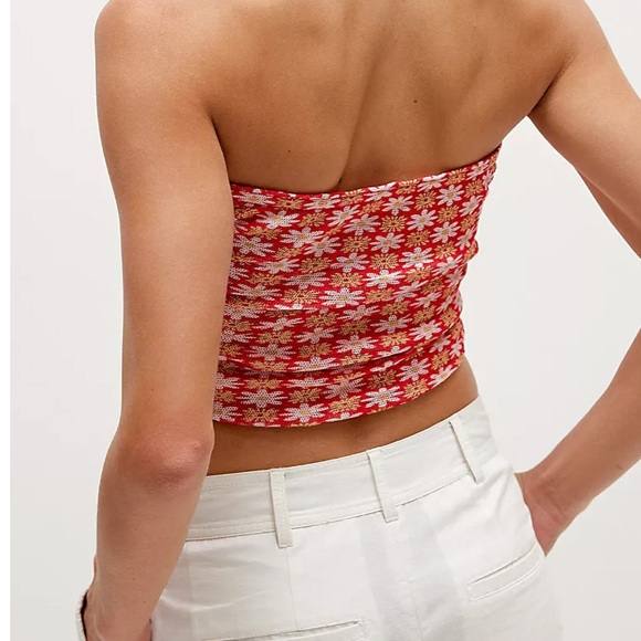 Free People Boulevard Tube Top Flower Print Medium NWT NEW Festival Boho Summer - Picture 4 of 7
